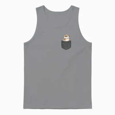 Otter in Chest Pocket T-Shirt, Black Unisex Tank Top - Sport Grey