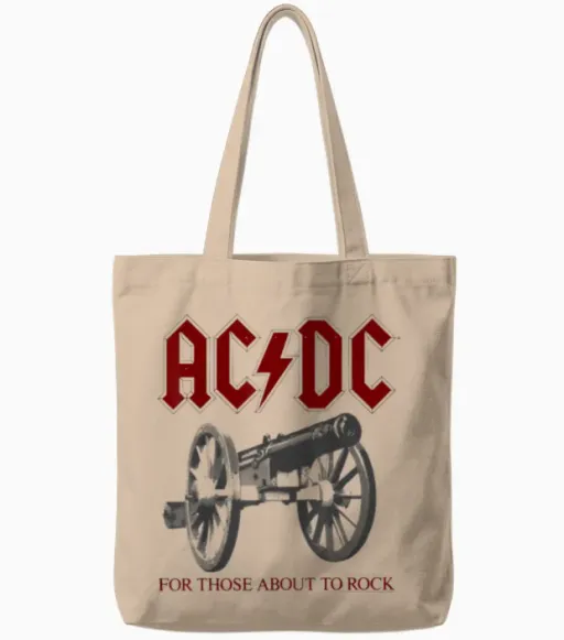 Ac/dc - Canon T-Shirt, White, S Tote Bags - Natural