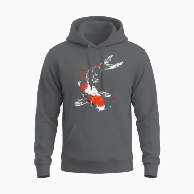Koi Fisch Tier Grafik Kunst Koi Fisch Unisex Hoodie - Charcoal