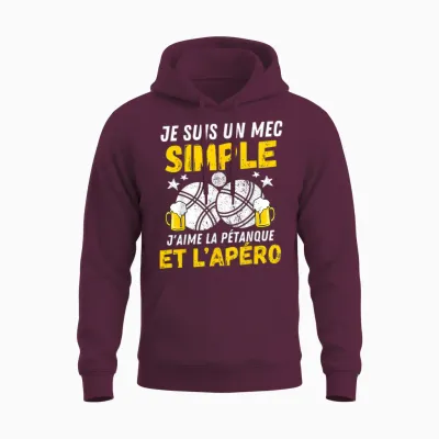 Guy Simple Aperitif Pétanque Funny Boccia Bouliste Pétanque Unisex Hoodie - Maroon