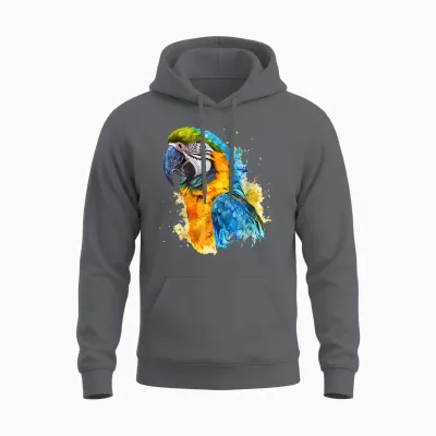 Lustige Papageien Geschenke Papagei Deillum Colorful Parrot Watercolor T-Shirt Für Erwachsene, Papageienliebhaber, Unisex, Kurzarm, S, Multicolored, Frühling, Sommer Unisex Hoodie - Charcoal