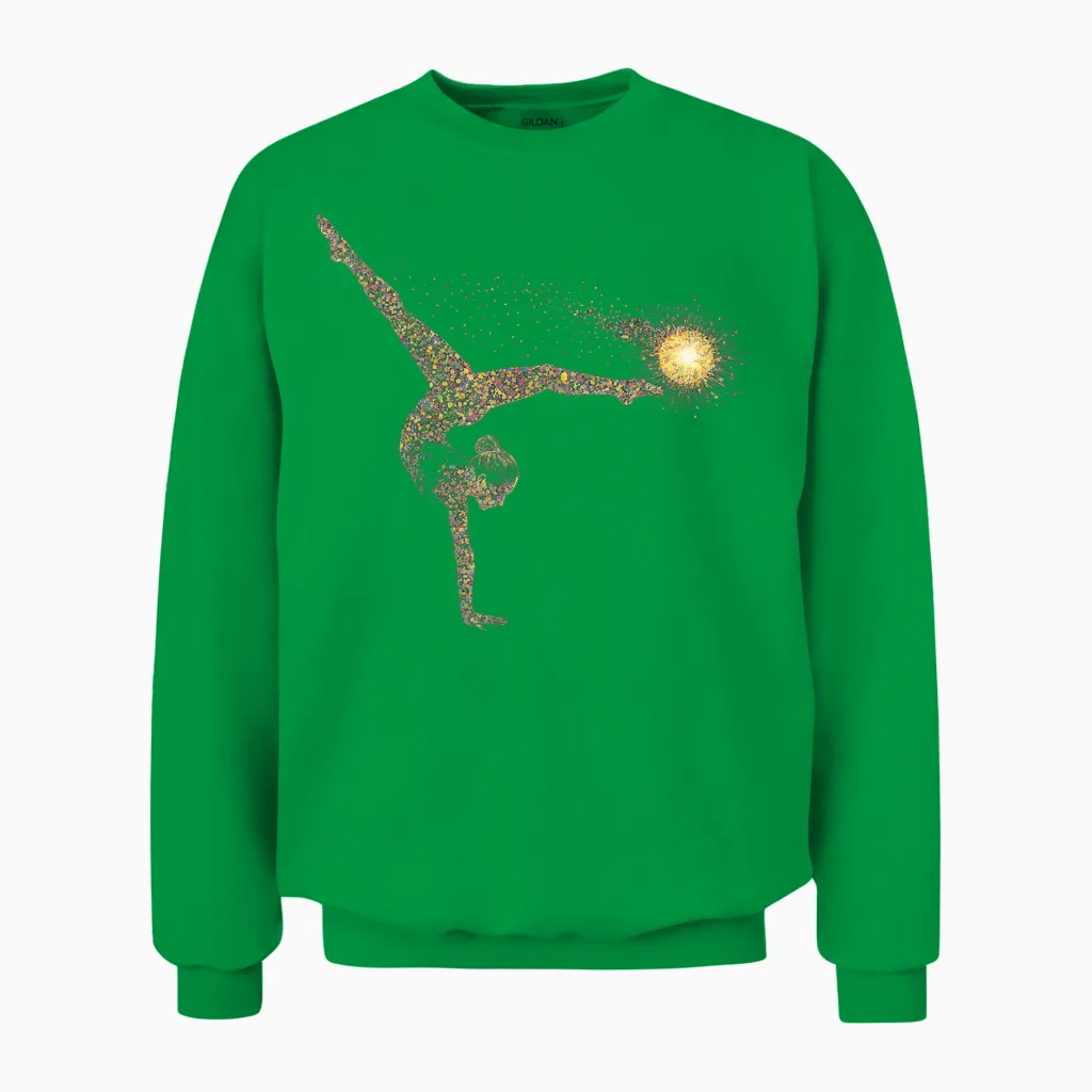 Gymnastics Gift Women Girls Kids Gymnastics T-Shirt, Black, S Unisex Sweatshirt in Irish Green