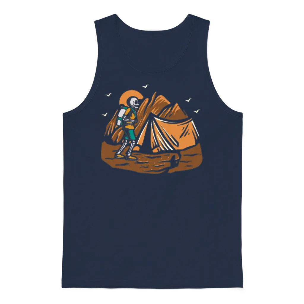 Hiking Hike Skeleton Skull Nature Unisex Tank Top - Navy
