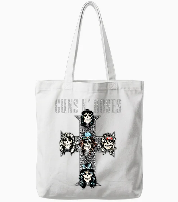 Guns N' Roses Official Vintage Cross Tote Bags in White