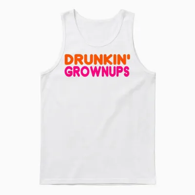 Drunken Grownups American Run on Beer T-Shirts, Black Unisex Tank Top - White