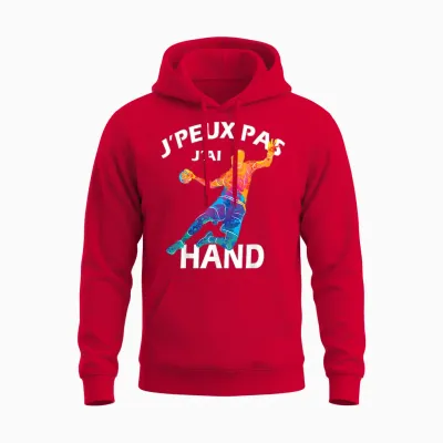 Je Peux Pas J'ai Hand Handball Player Funny Unisex Hoodie - Red