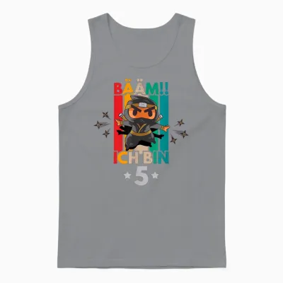 Bääm, Ich Bin 5. Geburtstag, Ninja Motiv Jungen Unisex Tank Top - Sport Grey