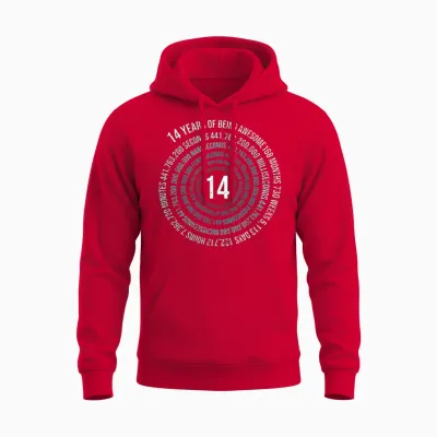 14 Jahre Geburtstag Helix 14 Jahr Jungen Mädchen Geburtstags Unisex Hoodie - Red