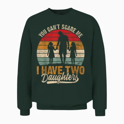 Meilleur Papa De Deux Filles, Mari Drôle Pour La Fête Des Pères Unisex Sweatshirt - Forest