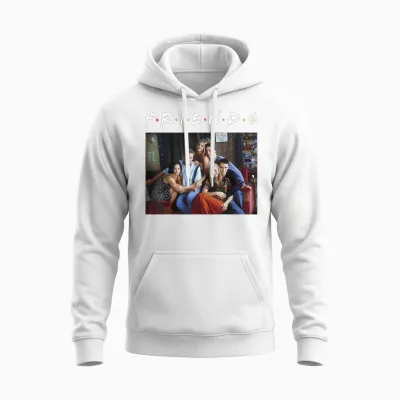 Friends Classic Logo Group Portrait T-Shirt Small Unisex Hoodie - White