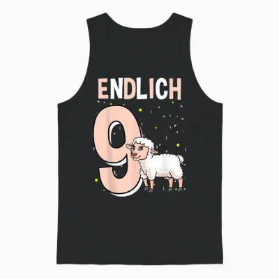 Geschenk 9 Jahre Alt Schaf Bauernhof Geburtstag Unisex Tank Top - Black