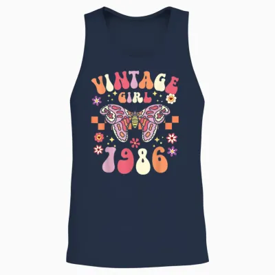40 Years Vintage Woman Birthday 1986 Unisex Tank Top - Navy