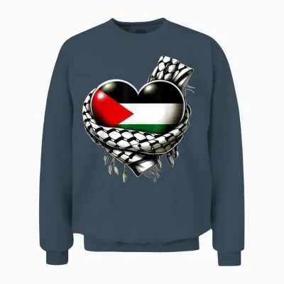 Palestinian Flag Heart Shaped Keffiyeh Palestine Unisex Sweatshirt - Dark Heather