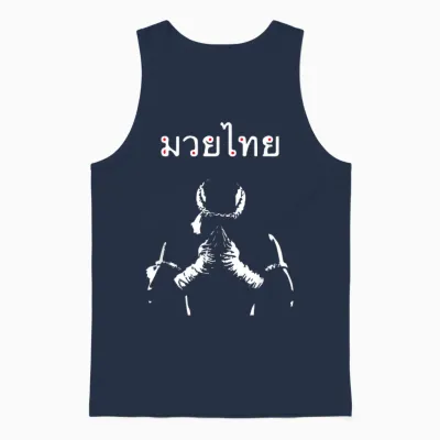 Muay Thai Boxing T-Shirt Muay Thai Fighter Gift Muay Thai T-Shirt, Black Unisex Tank Top - Navy