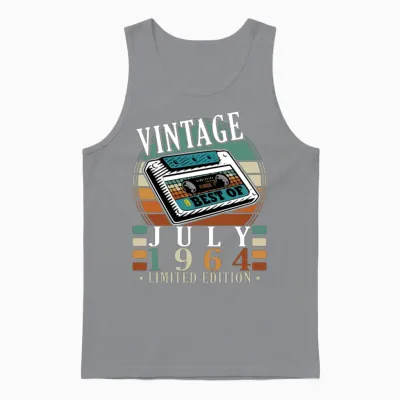 60th Birthday 60 Years July 1964 Unisex Tank Top - Sport Grey