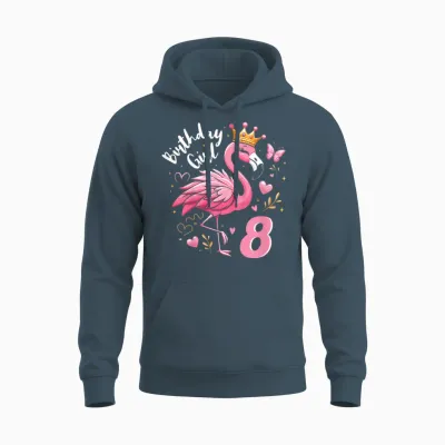 8. Geburtstag Süßes Flamingo Mädchen 8 Jahre Alt Niedlich Unisex Hoodie - Dark Heather