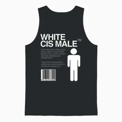 White Cis Male Unisex Tank Top - Black
