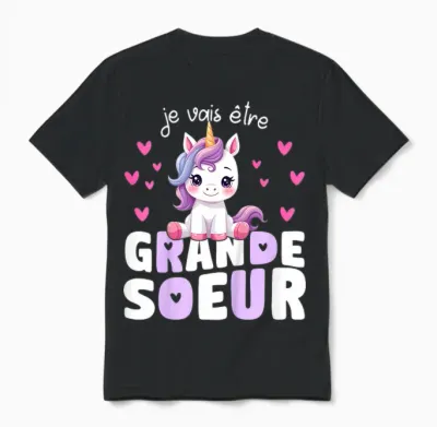 I Will Be Big Sister Unicorn Announcement Pregnancy Sister Unisex T-Shirt - Black