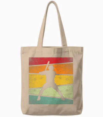 Baseball Retro Tote Bags - Natural