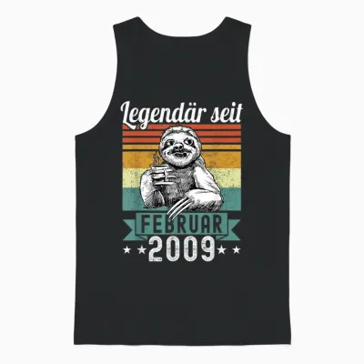 Faultier Legendär Seit Februar 2009 Geburtstag Unisex Tank Top - Black