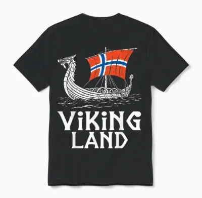 Wikinger Land Norwegen Flagge Longship Viking Unisex T-Shirt - Black