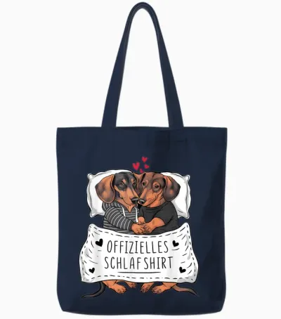 Offizielles Schlafshirt Süßes Dackel Paar Schlaf Tote Bags - Navy