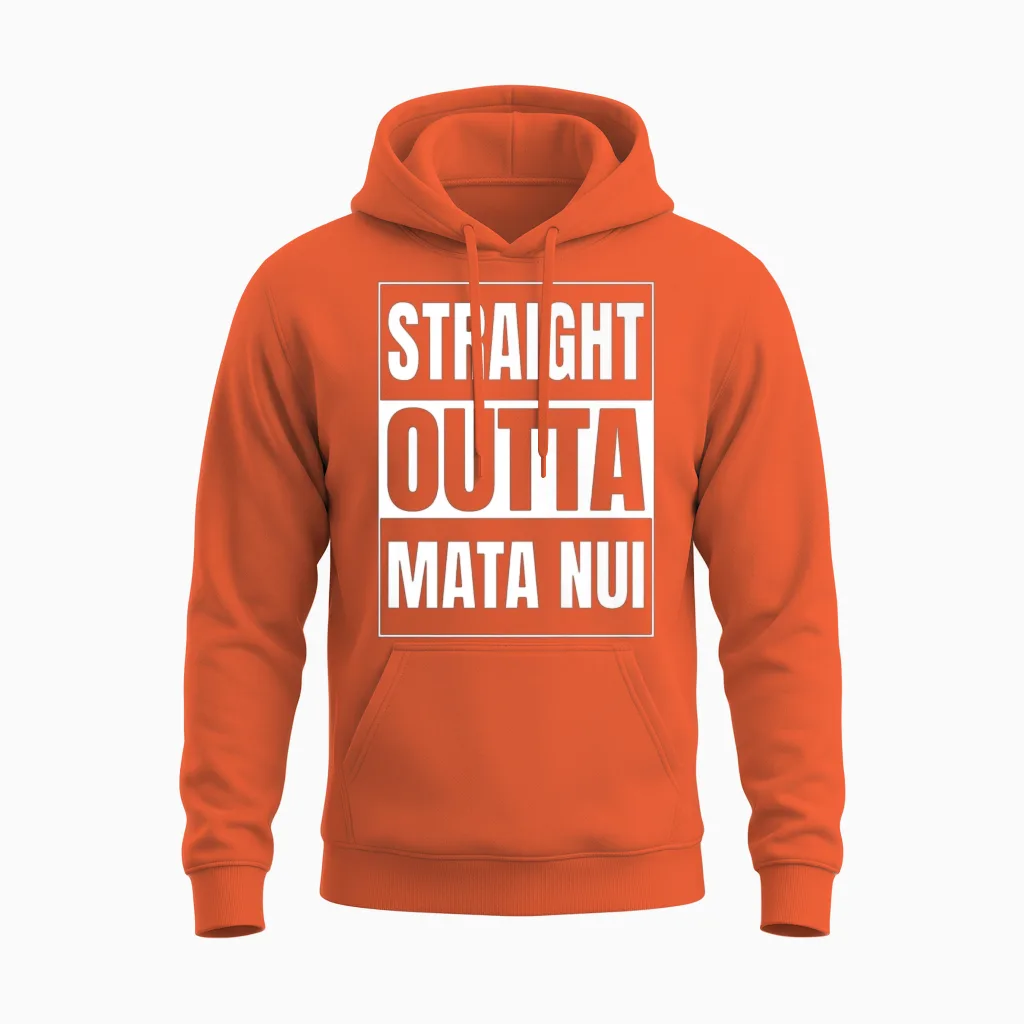 Straight Outta Mata Nui Etymology Unisex Hoodie in Orange