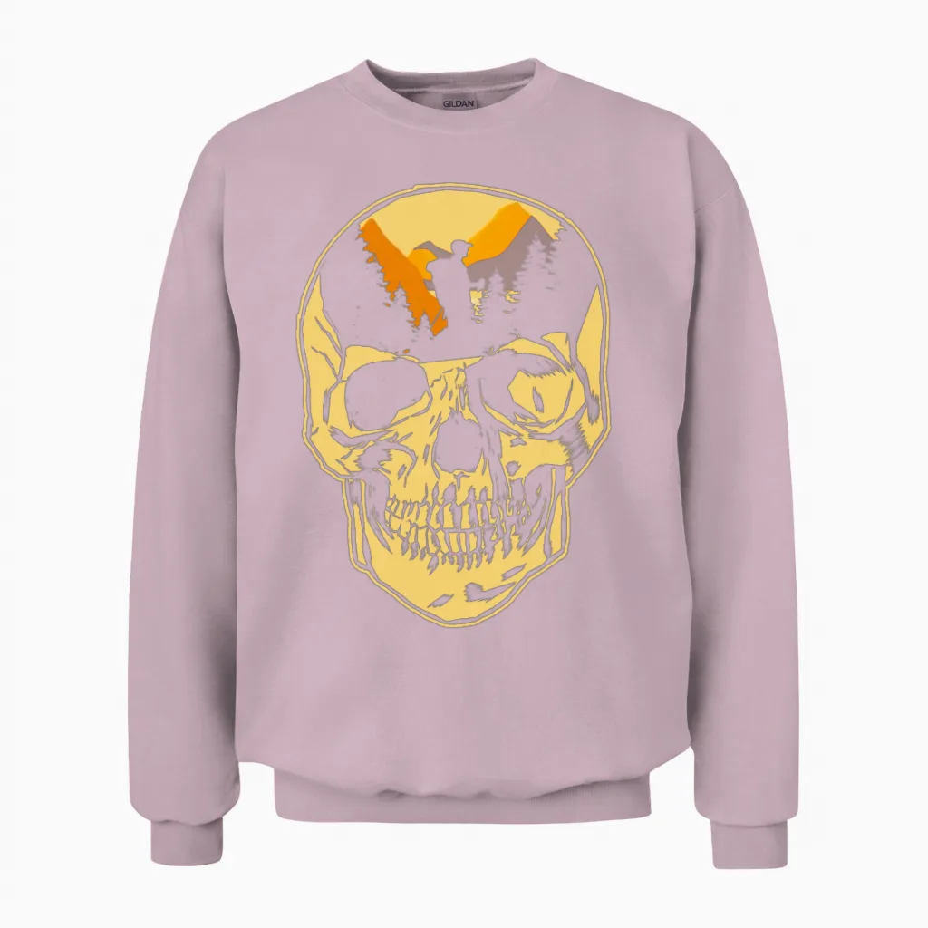 Hiking Hike Skull Skull Nature Unisex Sweatshirt in Light Pink