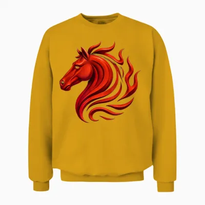 Cheval De Feu Symbole Du Zodiaque Chinois 2026 Nouvel an Lunaire Unisex Sweatshirt - Gold