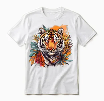 Niedlicher Tiger Mit Blumen I ästhetischer Tiger Unisex T-Shirt - White