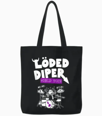 Diary of a Wimpy Kid Loded Diper Band World Tour Funny Tote Bags - Black