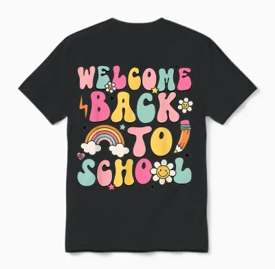 Retro Welcome Back to School Teacher Appreciation Boys Girls Unisex T-Shirt - Black