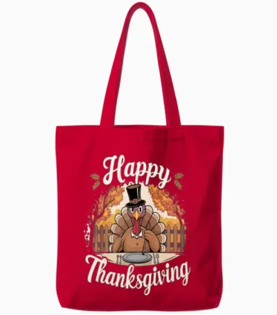 Happy Thanksgiving Tote Bags - Red