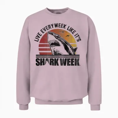 Shark Week Live Every Week Like It's Shark Week Vintage Unisex Sweatshirt - Light Pink