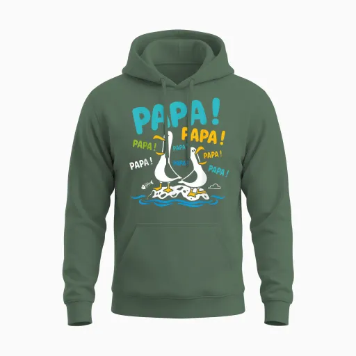 Fathers Day Ring Funny Child Who Screams Seagull Dad Unisex Hoodie - Military Green