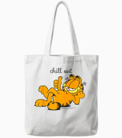 Garfield Chill Out Retro Vibe Comic Lazy Cat Artwork Gifts Tote Bags - White