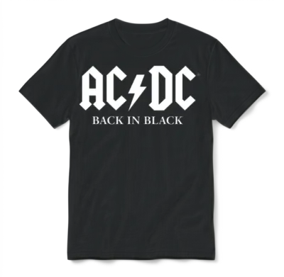 Ac/dc Back in Black Album White Logo Unisex T-Shirt - Black