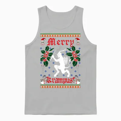 Funny Krampus Men Women Kids Merry Krampus Ugly Christmas Unisex Tank Top - Ash