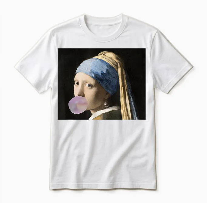 Fine Arts Vermeer Mädchen Mit Kaugummi Für Eine Kunsthacke Unisex T-Shirt in White