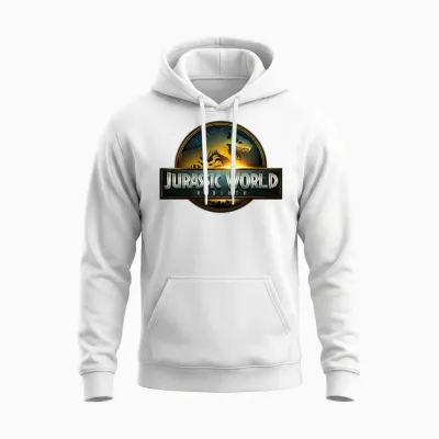 Jurassic World Rebirth Logo with Sun Unisex Hoodie - White