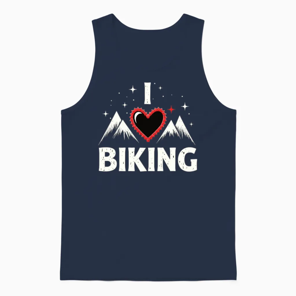 I Love Biking Bike Cycling Gravel Bike Mtb Unisex Tank Top in Navy