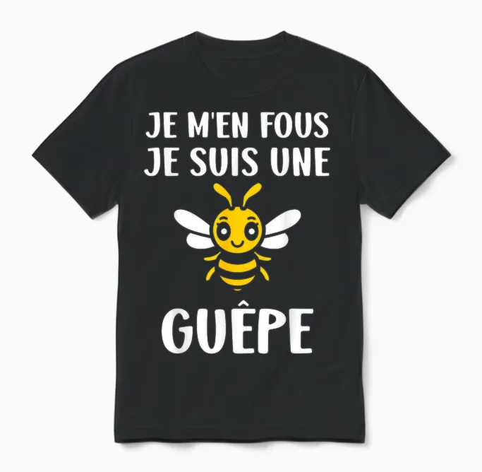 Insecte Petite Guêpe Humour Je M'en Fous Je Suis Une Guêpe Unisex T-Shirt in Black