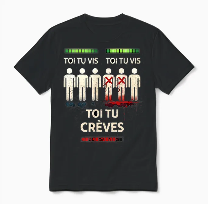 Dewey Toi Tu Vis Toi Tu Vis Toi Tu Creve Malcolm Unisex T-Shirt in Black