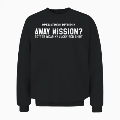 Away Mission Lucky Red Sci Fi Geek Unisex Sweatshirt - Black