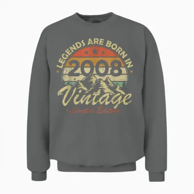 Legends Are Born in 2008 Birthday Gift 18 Years Old Unisex Sweatshirt - Graphite Heather