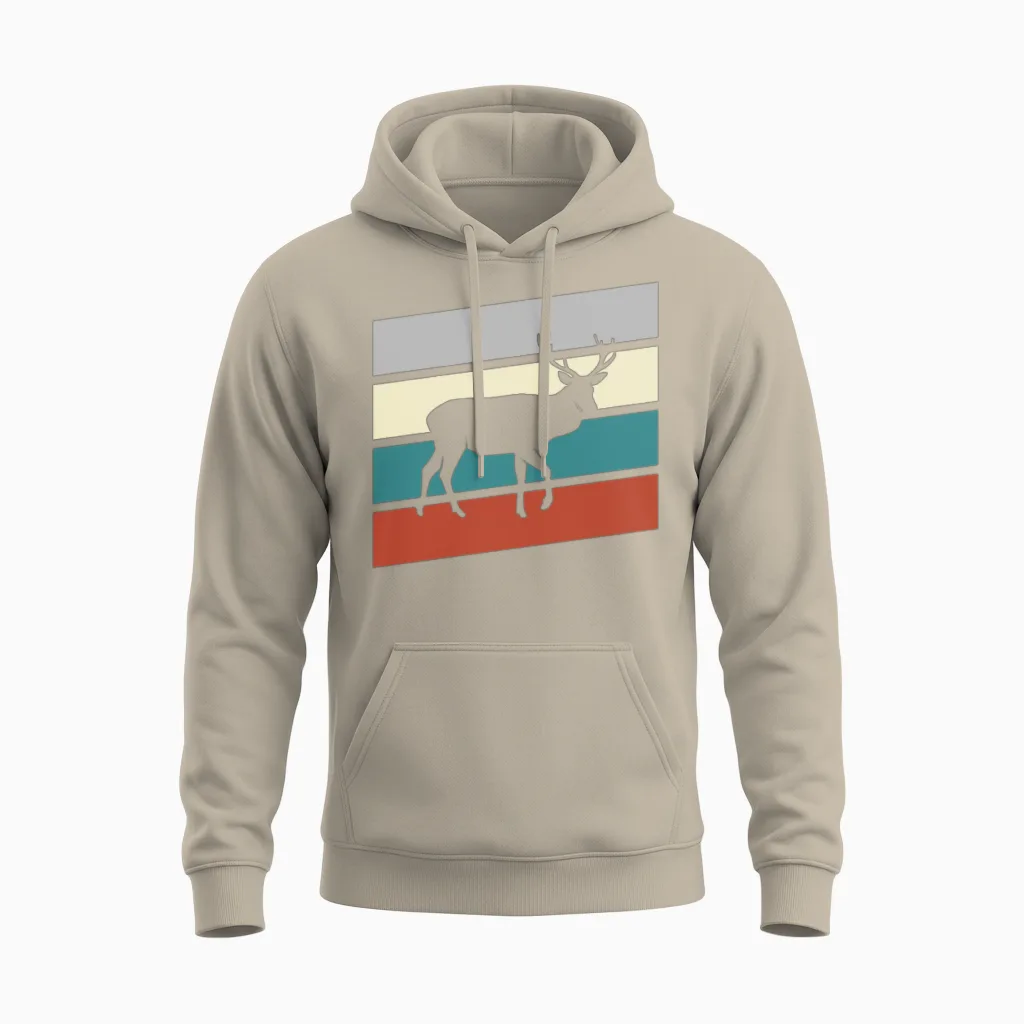 Deer Retro Wildlife Gift Unisex Hoodie in Sand