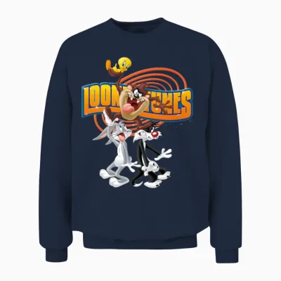 Looney Tunes Bugs Taz Tweety Sylvester Unisex Sweatshirt - Navy