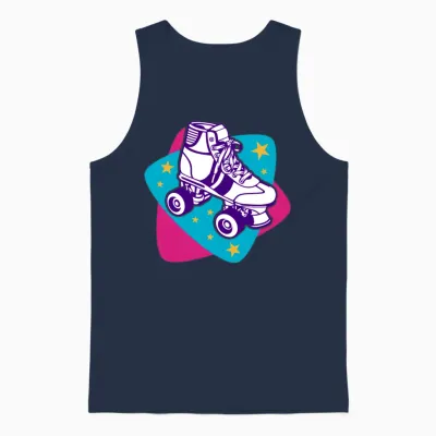 Roller Skate - Retro Skate Disco Unisex Tank Top - Navy