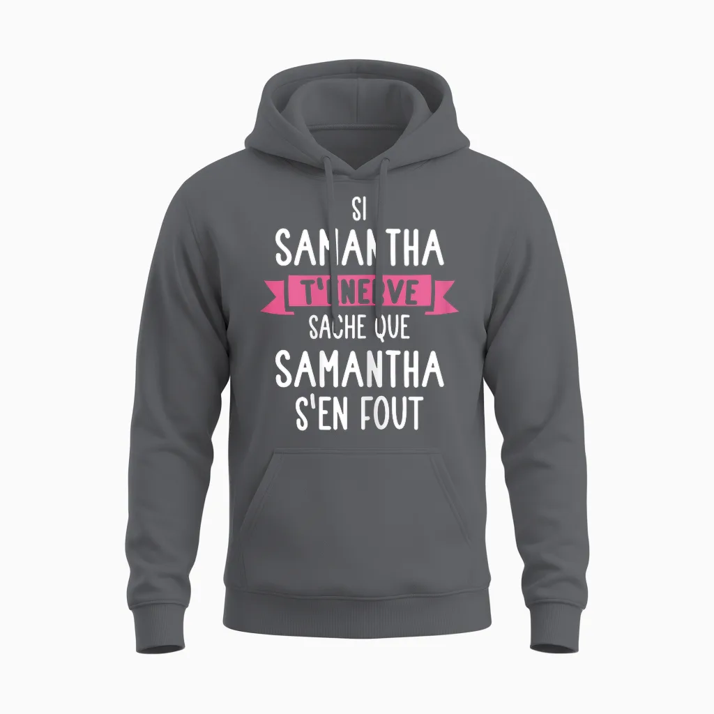 Gift Woman Humour Name Personalized Samantha T-Shirt, Black, Female X-Small Unisex Hoodie in Charcoal