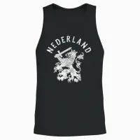 Nederland Niederlande Löwe Holland Vintage Orange Unisex Tank Top in Black - 2
